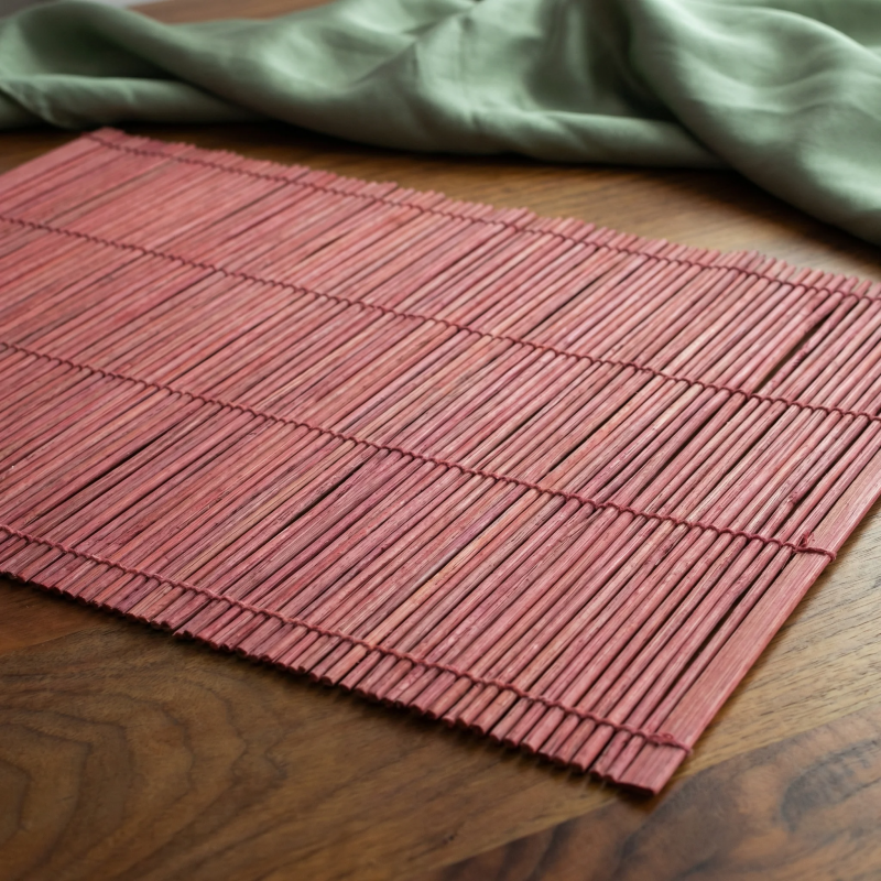 Classic Red Woven Bamboo Placemats Set of 6