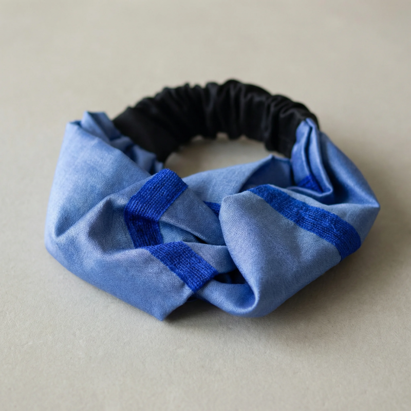 Blue Silk Twist Headband