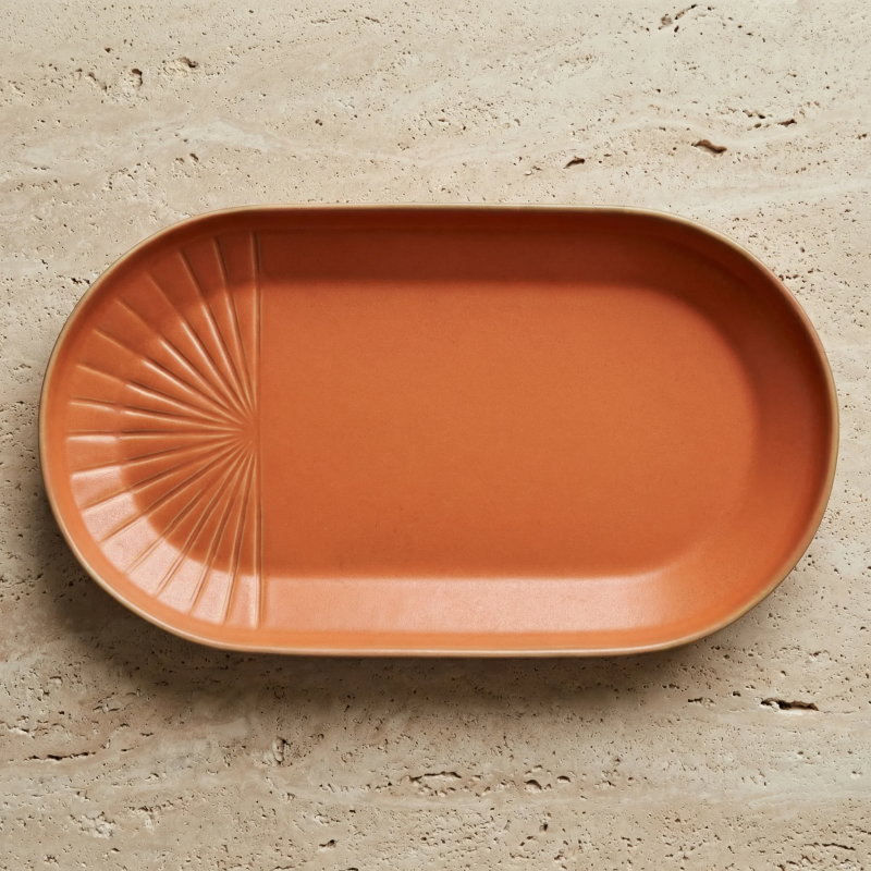 Terracotta Sunburst Stoneware Serving Platter