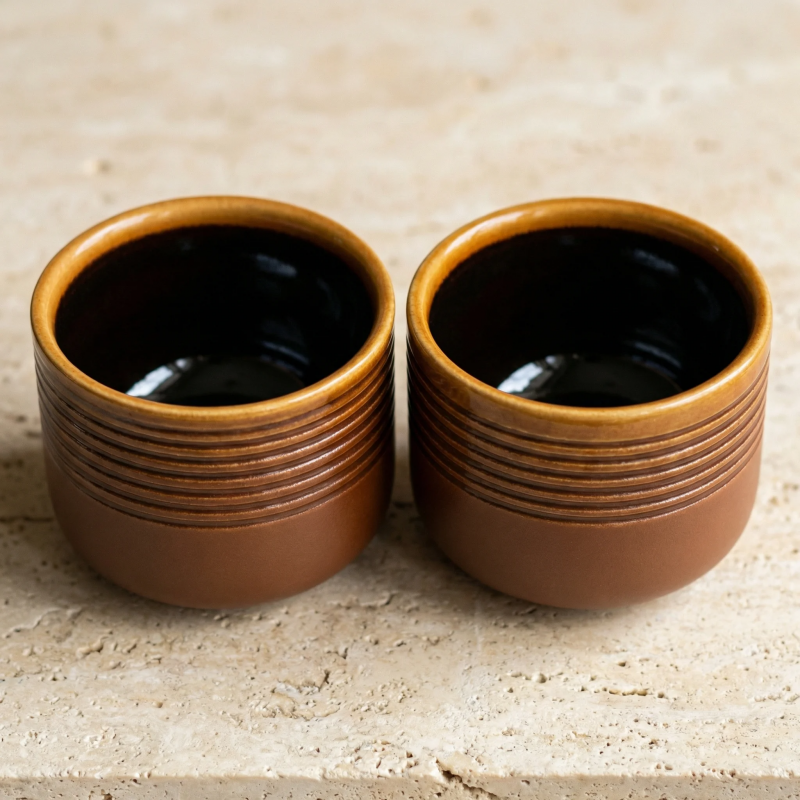 Rustic Stoneware Espresso Cup Set