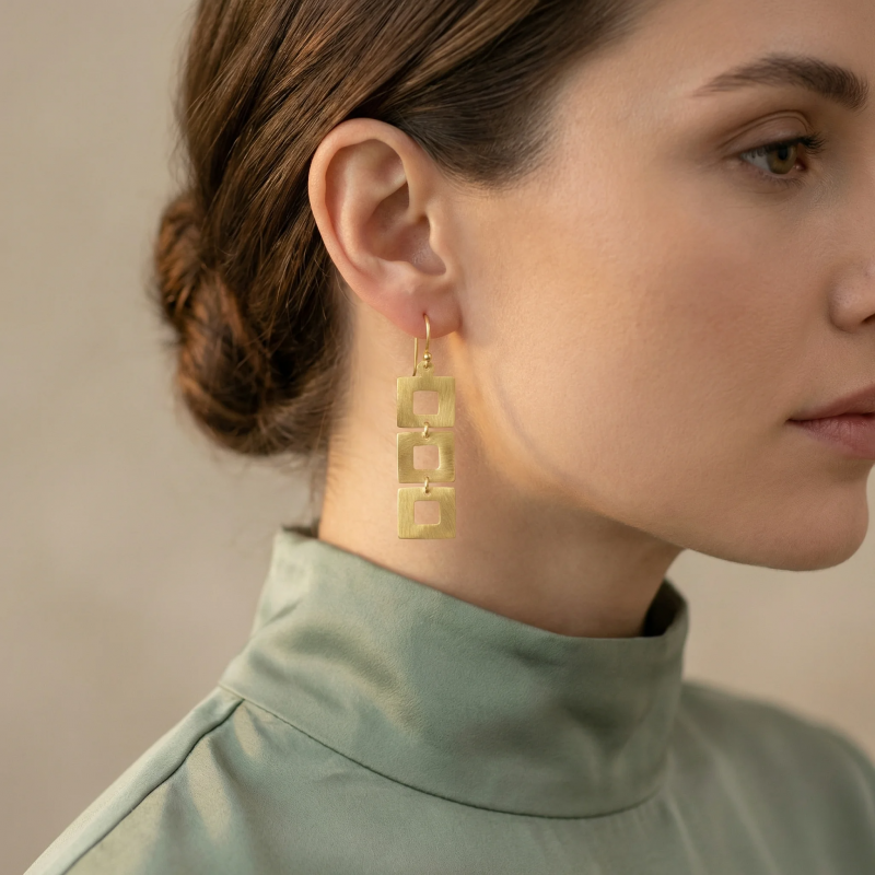 18K Gold Plated Geometric Dangle Earrings