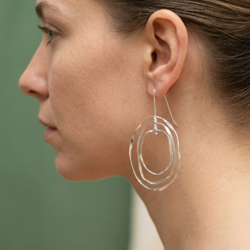 Artisan Crafted Silver 800 Geometric Drop Earrings