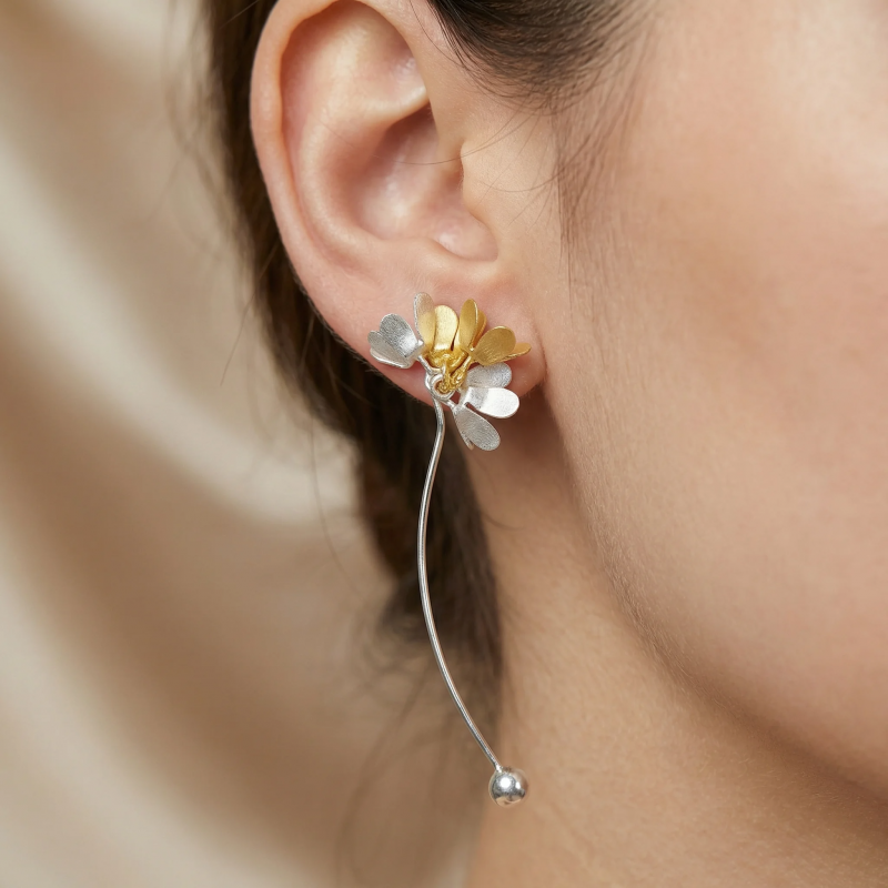 Artisan 18K Gold-Plated &amp; Silver 800 Floral Statement Earrings
